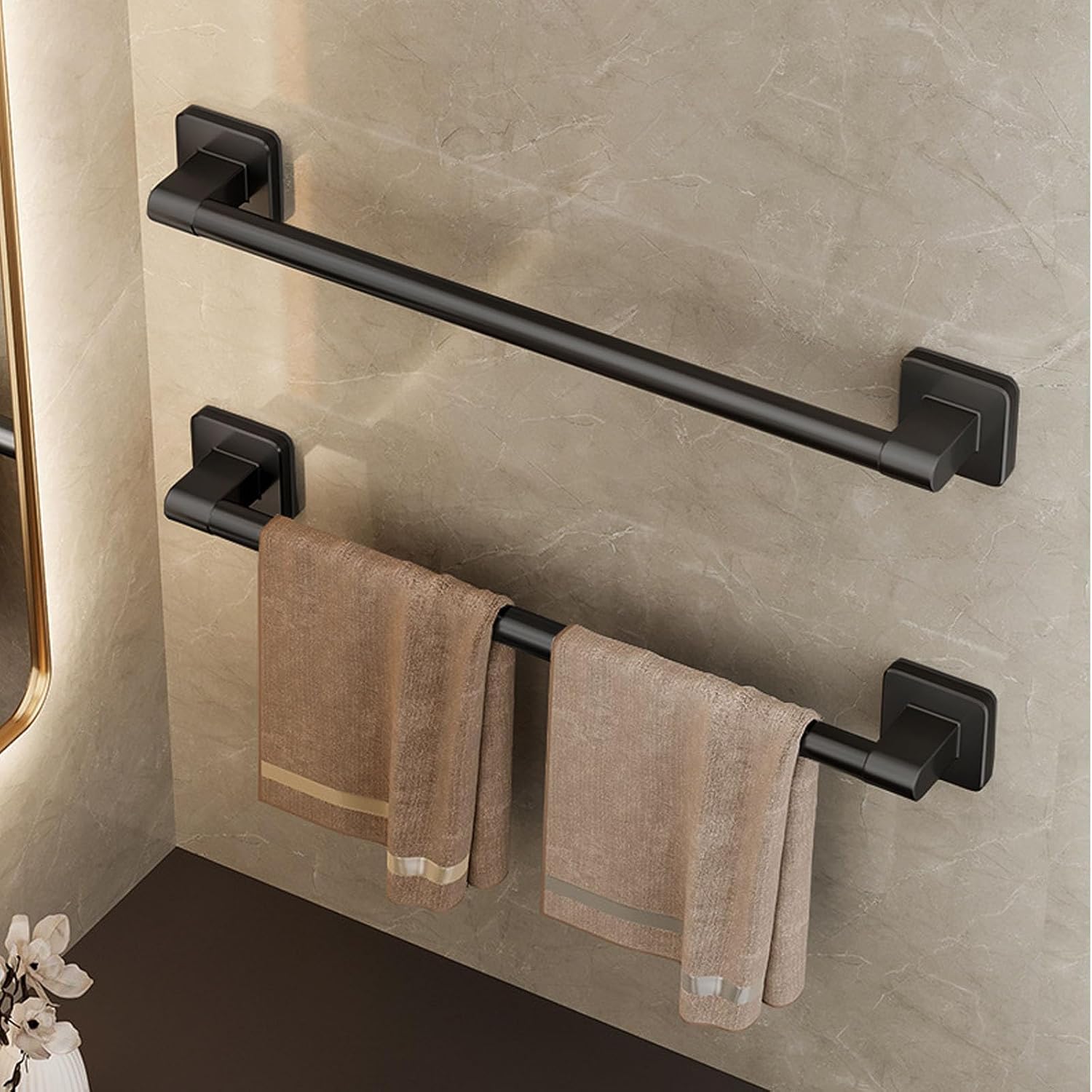Towel Rail, 40CM Sticky Towel Rail Wall Mounted, Anti Rust Towel Rack, Single Wall Mounted Towel Bars for the Bathroom Kitchen Toilet, Black - Image 4