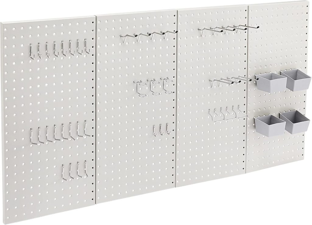 Basics Rectangular Metal Pegboard Kit 48 Pieces, Gray