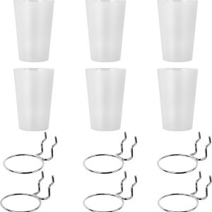 6 Set Pegboard Hooks with Cups, Ring Style Bins with Rings, Pegboard Cup Holder Accessories for Organizing Storage (Transparent) - Image 2
