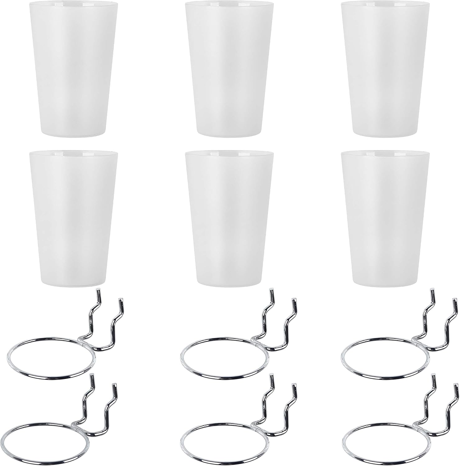 6 Set Pegboard Hooks with Cups, Ring Style Bins with Rings, Pegboard Cup Holder Accessories for Organizing Storage (Transparent) - Image 2