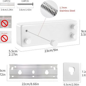 Dual-Line Wall-Mounted Retractable Clothesline, 4.2 m - Image 2