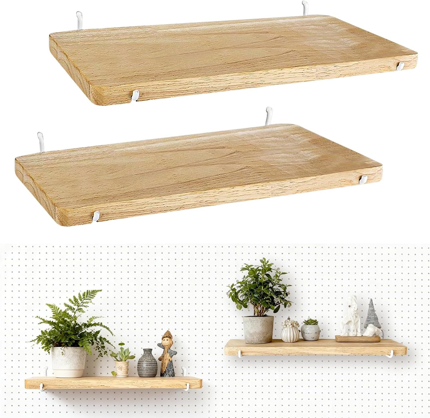 1 Piece Pegboard Shelf, High Stability Shelf with 2 Metal Hooks, 15.7" x 6.1" Peg Board Organizer - Image 1