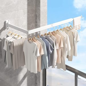 Wall-Mounted Folding Clothes Drying Rack with Extension Arms - Image 4