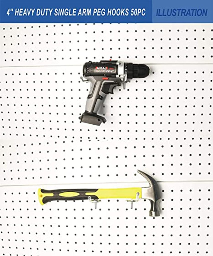 Pegboard Hooks, Peg Hooks Super Heavy Duty Metal Shelving Hooks with Ball Assortment Sturdy Fits 1/4" Pegboard Garage Storage Organizer 10Packs 4 inch
