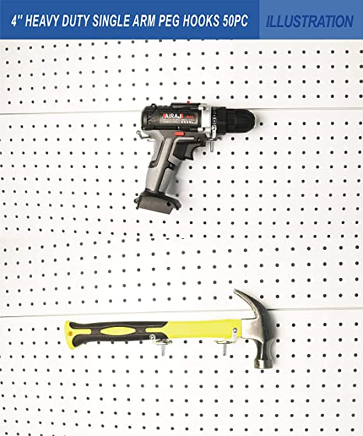 Pegboard Hooks, Peg Hooks Super Heavy Duty Metal Shelving Hooks with Ball Assortment Sturdy Fits 1/4" Pegboard Garage Storage Organizer 10Packs 4 inch - Image 3