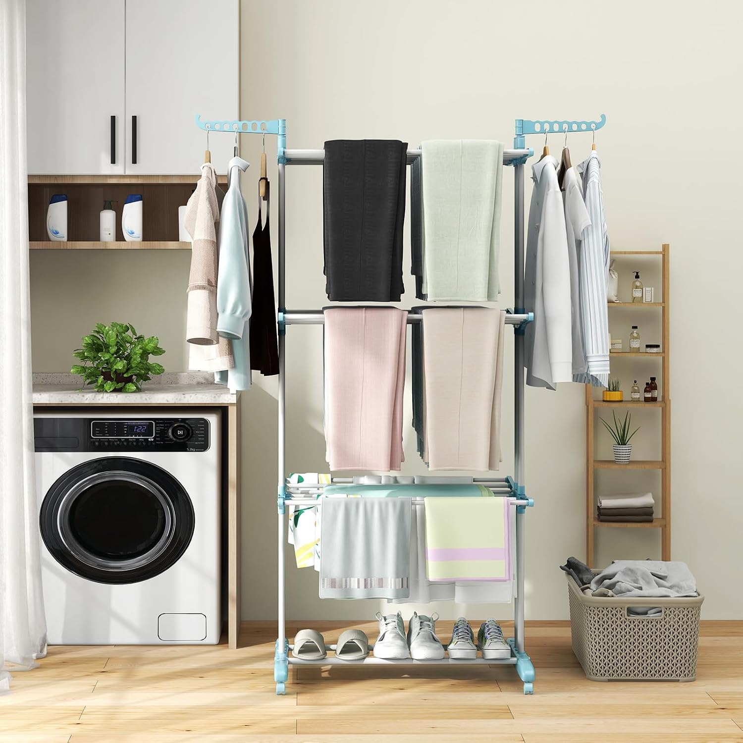 Four-Tier Foldable Rolling Clothes Drying Rack - Image 2