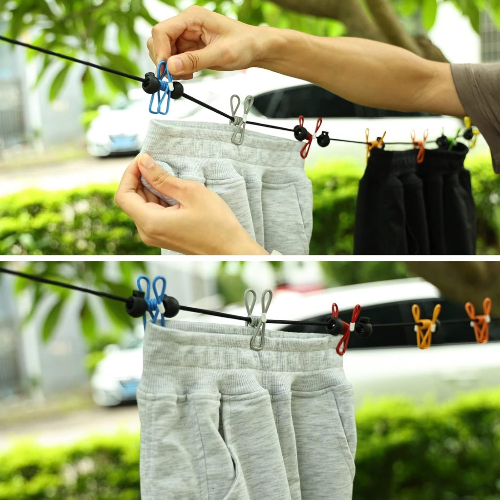 Portable Travel Clothesline with 12 Clips