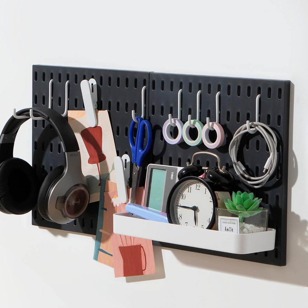 Black Modern Pegboard Kit, 33" 22", Gaming Organizer, Wall Game Controller Holder, Headset Stand