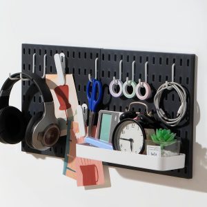 Black Modern Pegboard Kit, 33" 22", Gaming Organizer, Wall Game Controller Holder, Headset Stand - Image 2