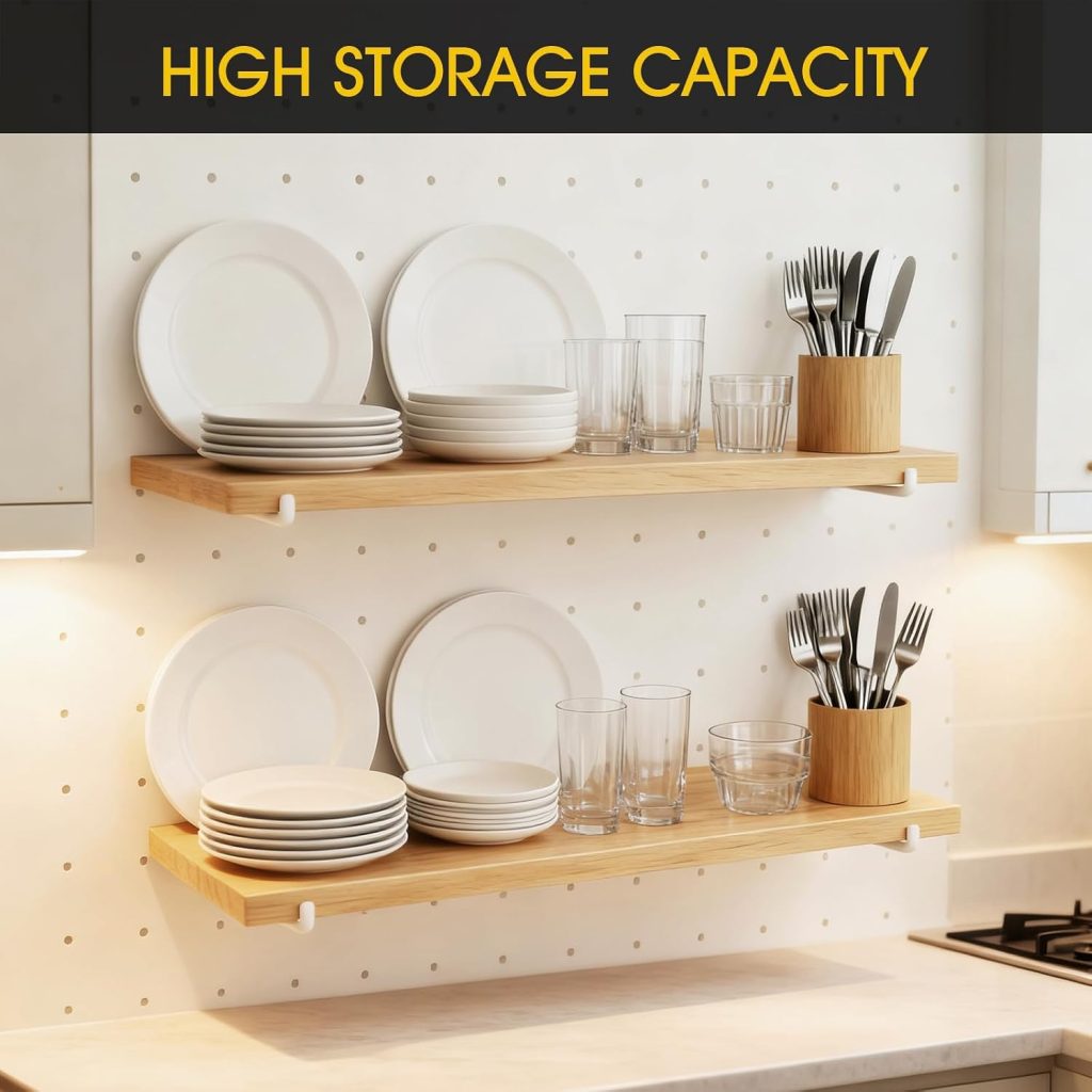 1 Piece Pegboard Shelf, High Stability Shelf with 2 Metal Hooks, 15.7" x 6.1" Peg Board Organizer