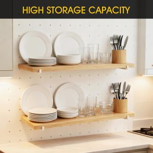 1 Piece Pegboard Shelf, High Stability Shelf with 2 Metal Hooks, 15.7" x 6.1" Peg Board Organizer - Image 2