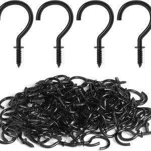 Screw Hooks, 1 Inch Metal Screw in Cup Hooks, Black, 100 Pcs - Image 2