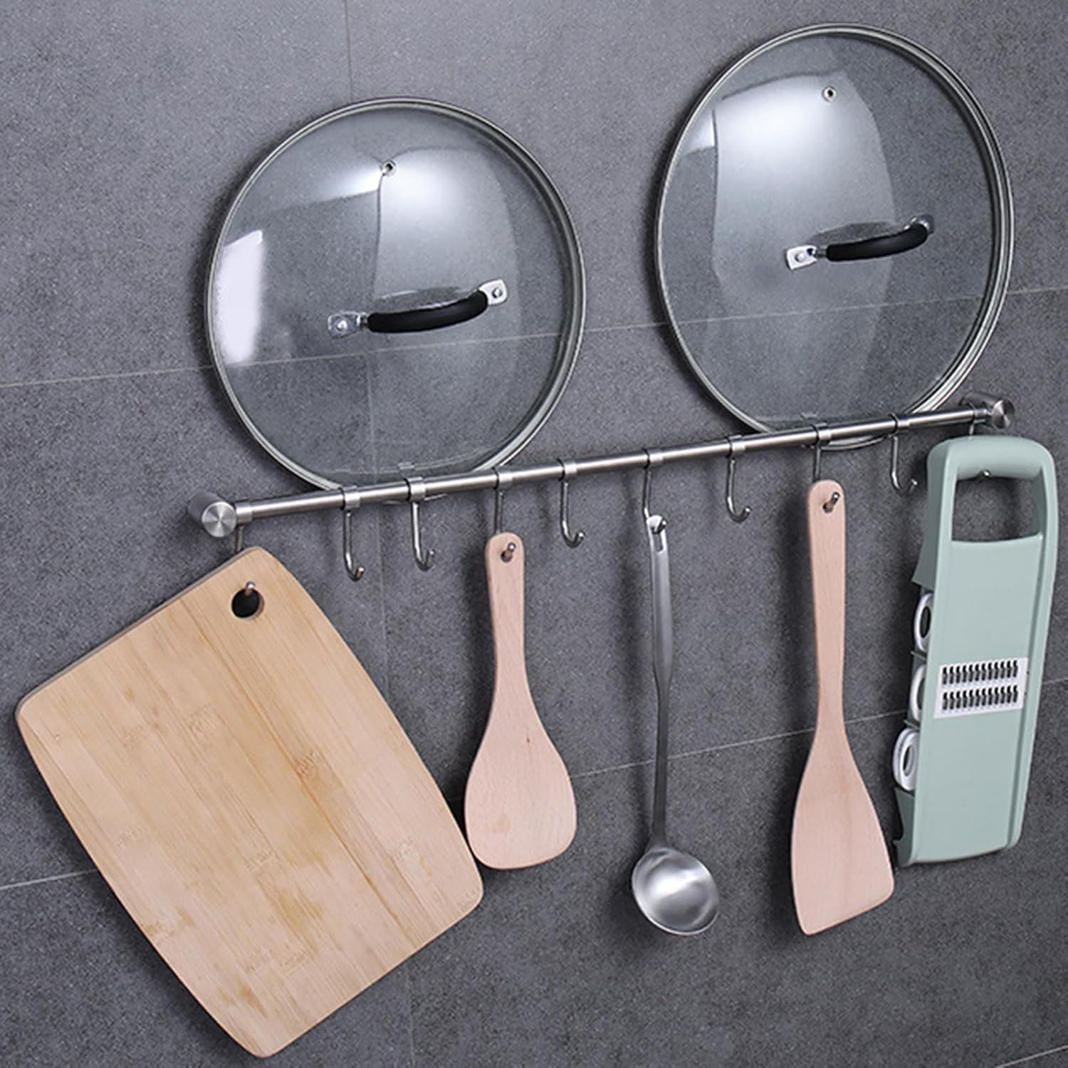 Utensil Hanger, Kitchen Hanging Rail, Stainless Steel, Space Saving, With Movable Hooks, For Hanging Kitchens Utensil, Bathroom Gadget For Spoon - Image 2
