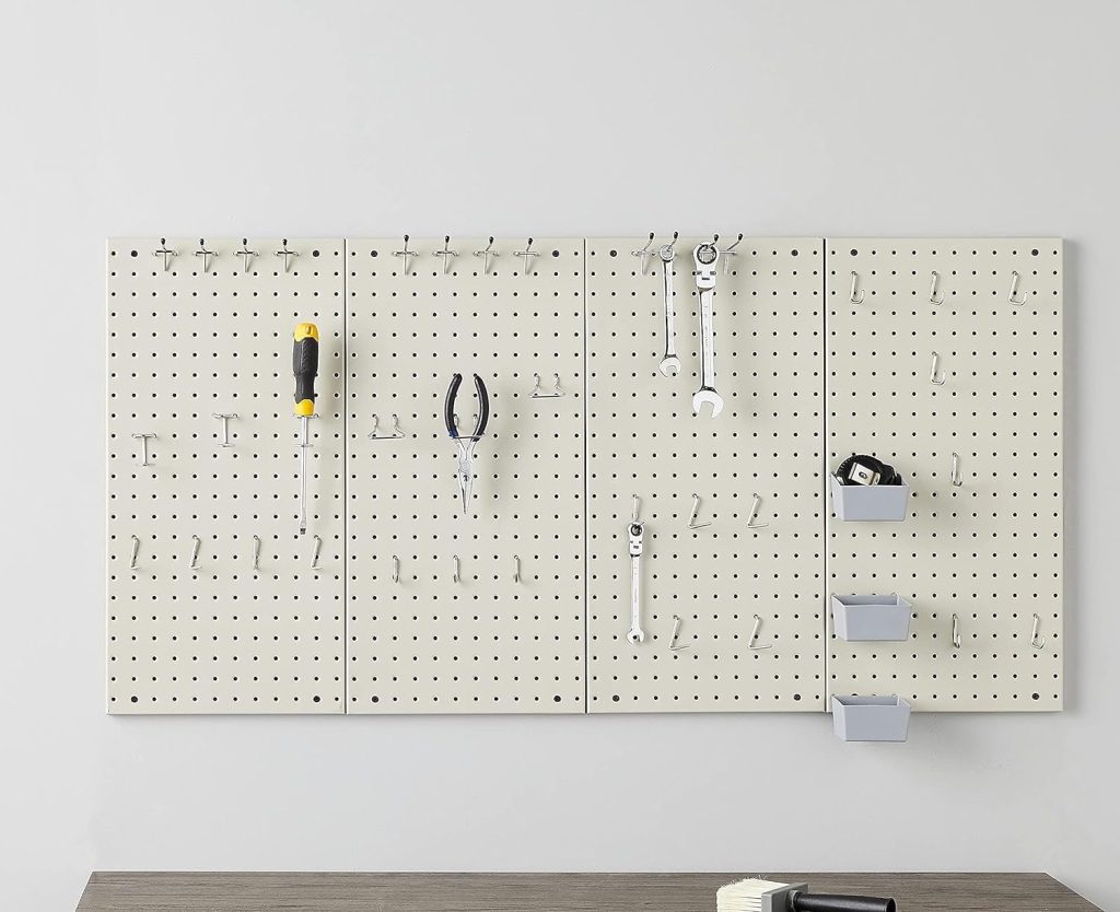 Basics Rectangular Metal Pegboard Kit 48 Pieces, Gray