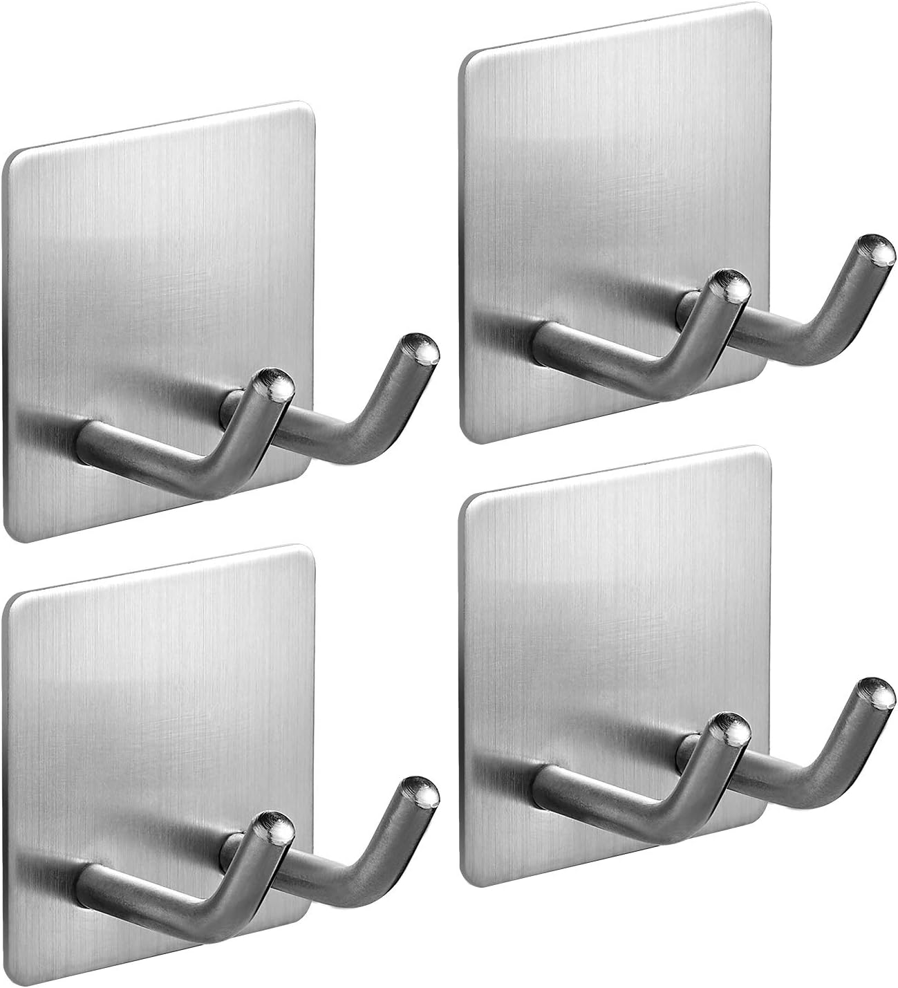 Self Adhesive Hooks, Stick on Hooks Holder for Tea Towel, Robe, Coat, Kitchen, Bathrooms - Stainless Steel, Waterproof & Rustproof, 4 Pack - Image 3