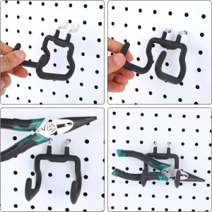 4 Pack Pegboard Drill Holder Hooks, Black Metal Peg Board Hooks for Hanging Power Tools, Utility Hook for Garage Tool Organizer, Workbench, Craft Room and Wall Storage(2.75 x 2.56 x 3.54 Inch) - Image 3