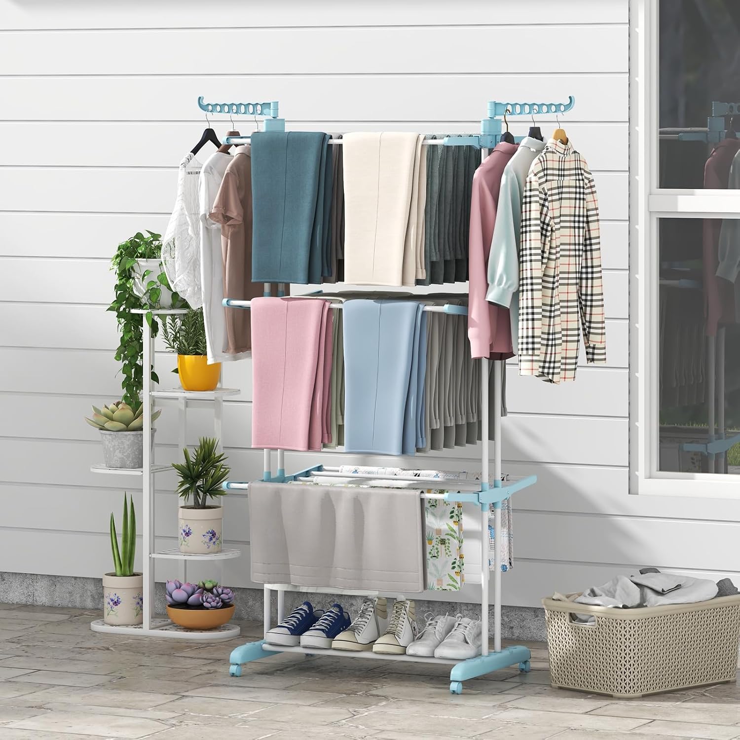 Four-Tier Foldable Rolling Clothes Drying Rack - Image 3