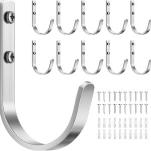 Wall Hooks for Hanging Towel/Coat - 22LB Screw in Metal Hanger Wall Mount, for Outdoor, Closet, Door, Bathrooms, for Backpack, Robe, Black 5 Pack - Image 2