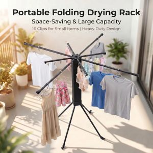 Sixteen-Clip Foldable Portable Clothes Drying Rack - Image 7