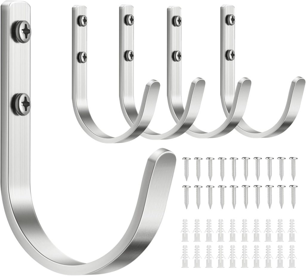 Wall Hooks for Hanging Towel/Coat - 22LB Screw in Metal Hanger Wall Mount, for Outdoor, Closet, Door, Bathrooms, for Backpack, Robe, Black 5 Pack
