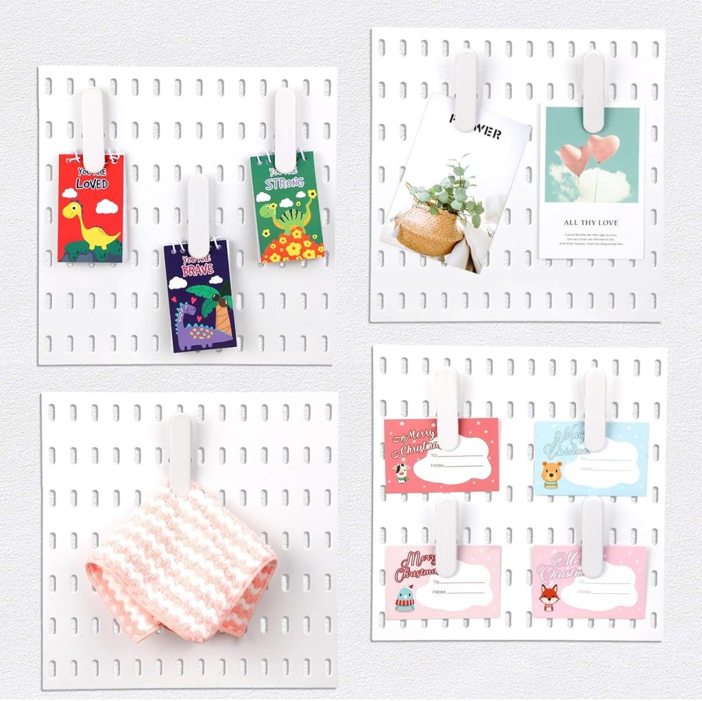 Pegboard Accessories Clips, White Pegboard Clips, Quality Metal Material, Metal Pegboard Attachment for Crafts, Kitchen, Bathroom, Living Room, Office Wall, Organize Storage (10 Pcs)