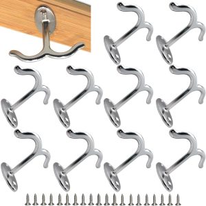 10 Pcs Zinc Alloy Ceiling Double Hook Cabinet Wardrobe Coat Towel Hat Hook Hooks Under Cabinet Shelf (Black) - Image 5