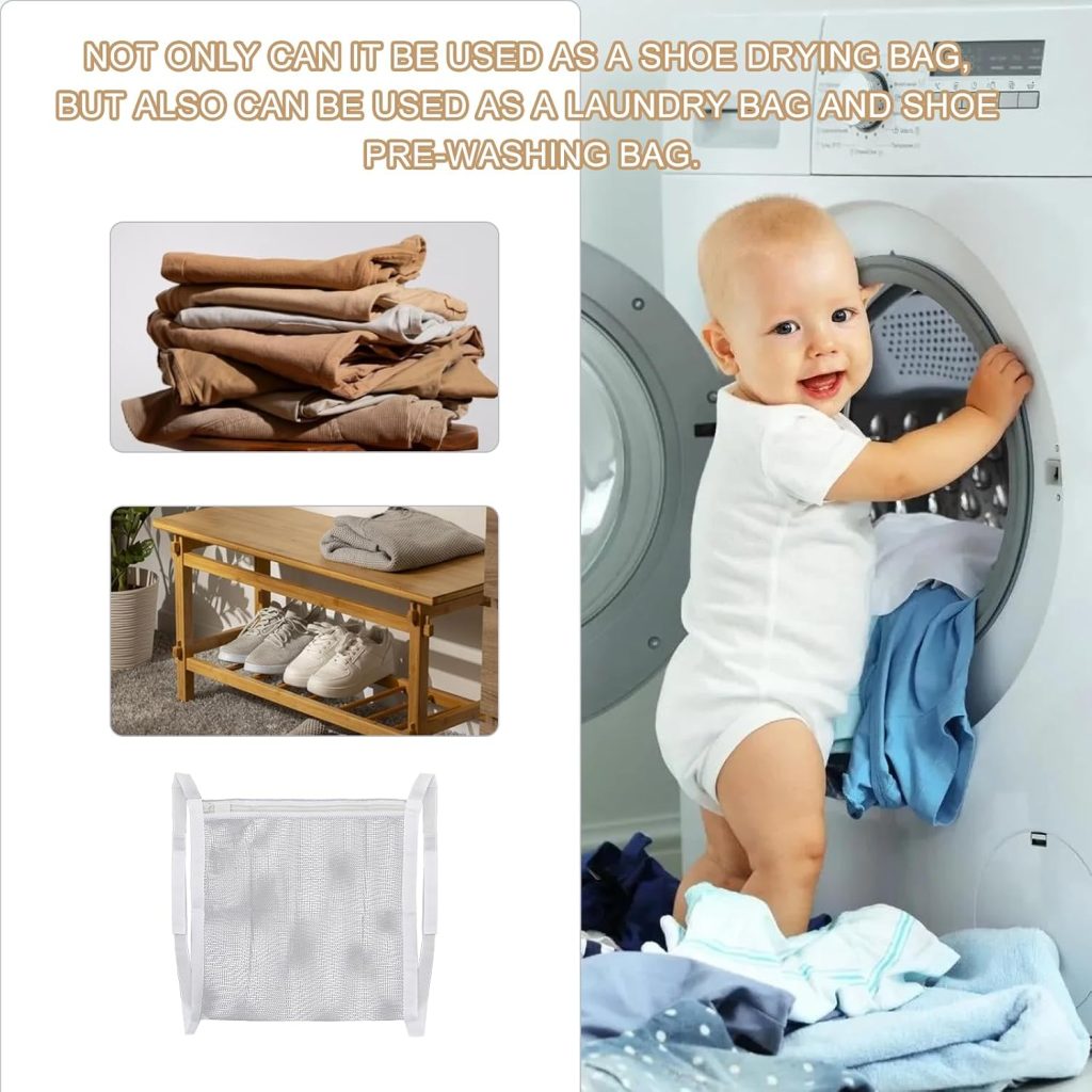 Two-Pack Mesh Shoe Drying Bags for Washer and Dryer