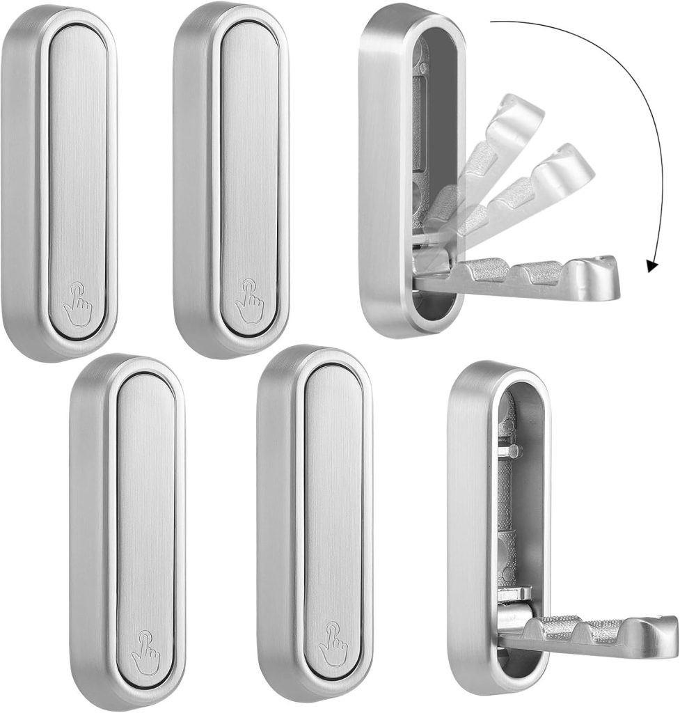 Foldable Wall Hook, 40 lbs Heavy Duty Screw Mounted, Aluminum Alloy Flip-Down Gold Coat Hook, Space-Saving Folding Wall Hanger for Bathroom Bedroom Entryway Closet, Includes Screws (2 Pack)