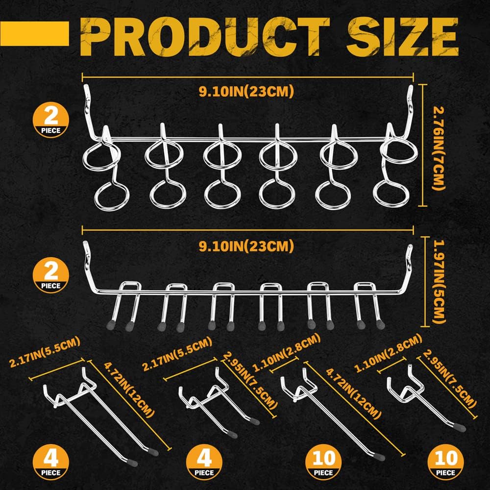 260 Piece Pegboard Hooks 1/8 and 1/4 inch peg Board Organizer Accessories with Pegboard Bins for Organizing Various Tools in The Garage Kitchen
