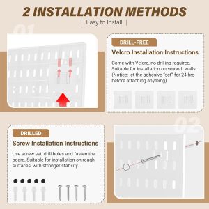 Peg Board Wall Organizer 4-Pack 12"x12" White Pegboard Combination Kit with 13 Accessories for Wall, Plastic Peg Board Panels for Home, Office, Garage Tool Storage & Craft Room - Image 2