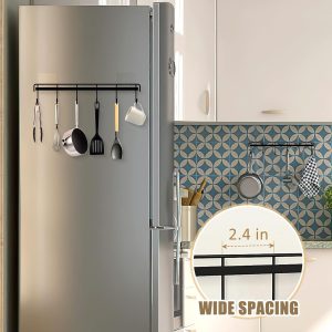 Kitchen Utensil Hanger, Adhesive Utensil Holder Wall Mount Kitchen Rack Rail with 12 Hooks, Space Saving and No Drilling, Black, 2 Pcs - Image 2