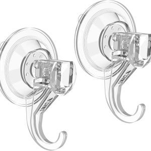 Suction Cup Hooks, Small Shower Suction Hooks, Heavy Duty, Removable and Reusable, Clear, 2 Pcs - Image 1