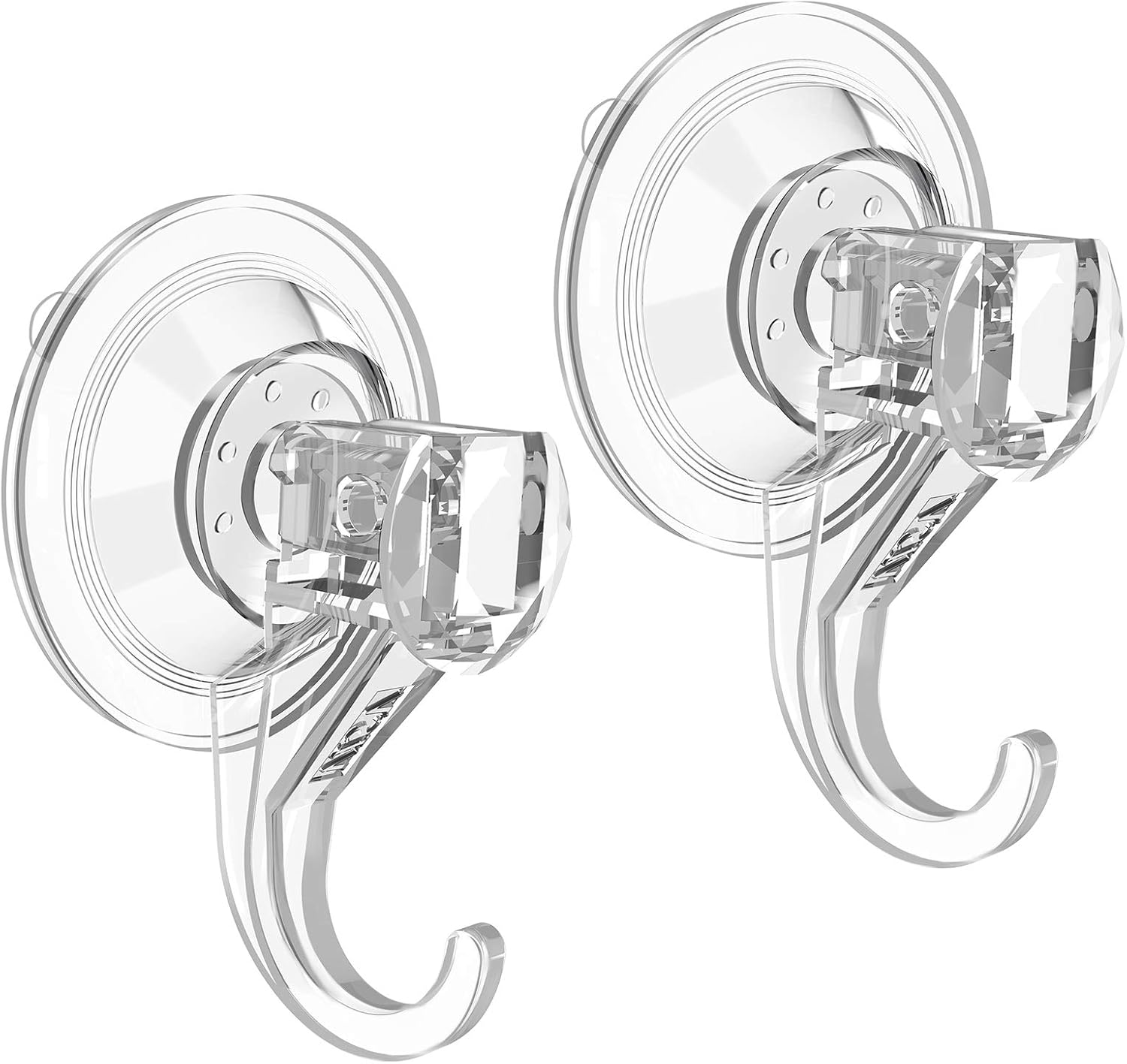 Suction Cup Hooks, Small Shower Suction Hooks, Heavy Duty, Removable and Reusable, Clear, 2 Pcs - Image 1