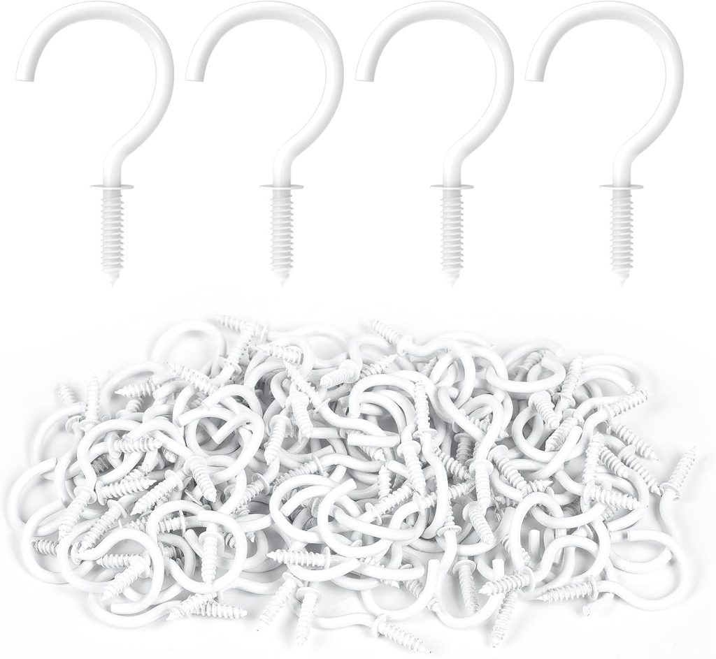 Screw Hooks, 1 Inch Metal Screw in Cup Hooks, Black, 100 Pcs