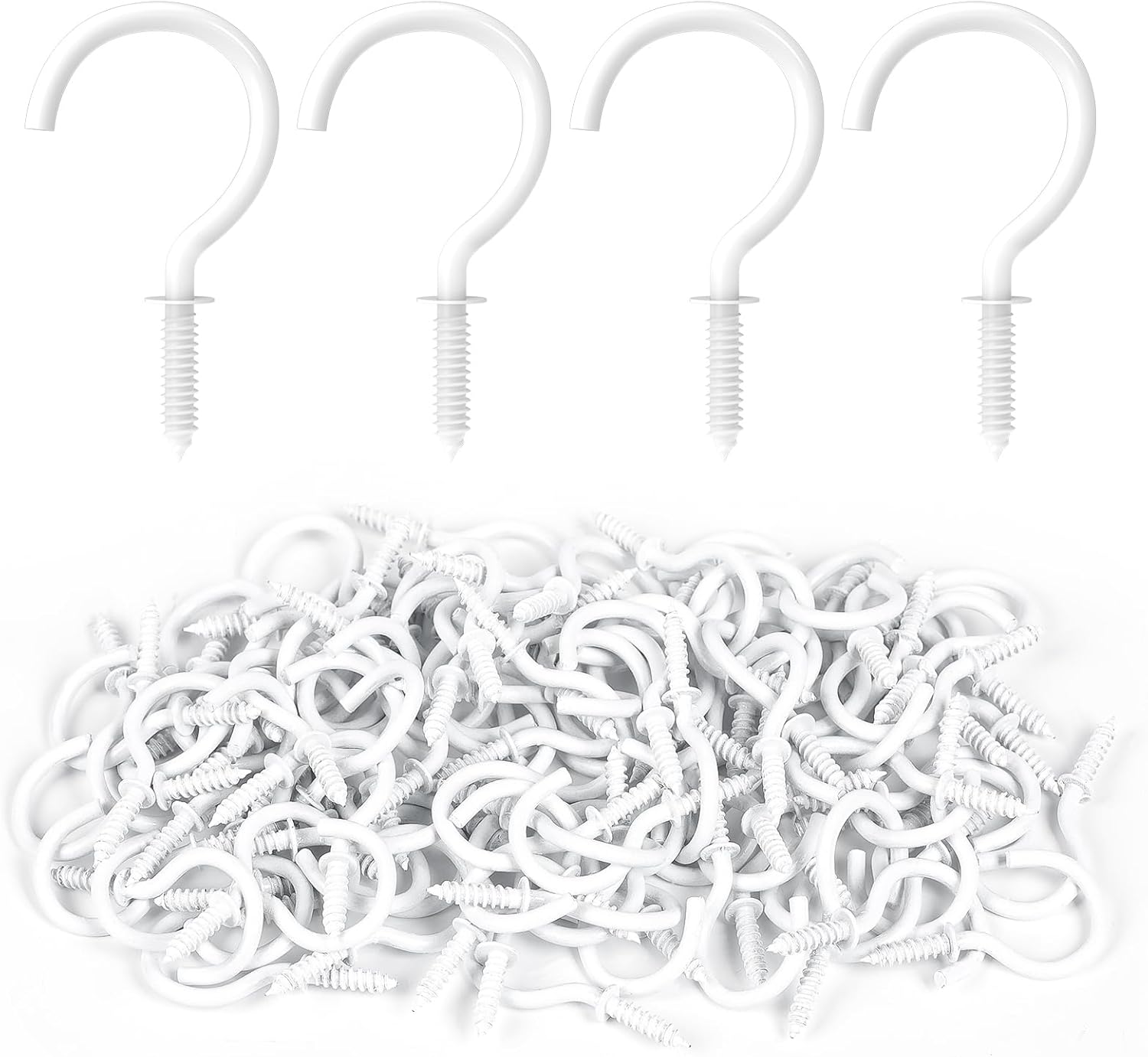 Screw Hooks, 1 Inch Metal Screw in Cup Hooks, Black, 100 Pcs - Image 4