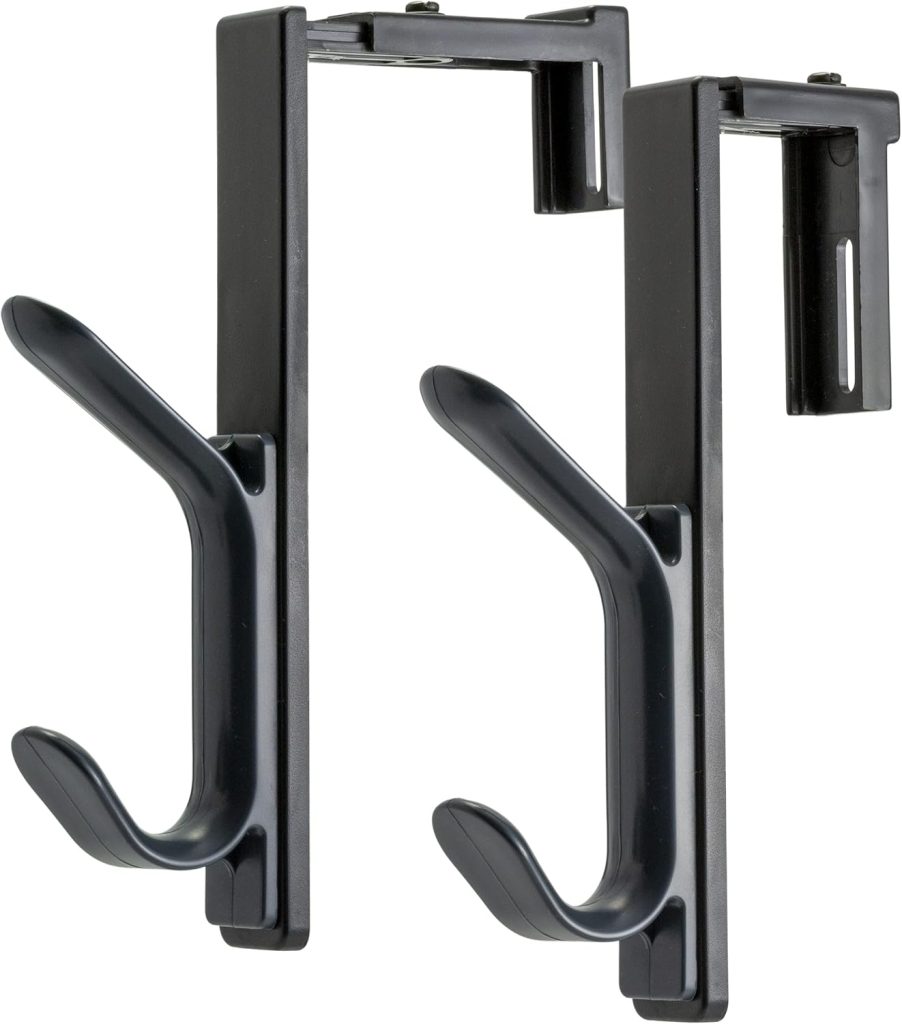 Double Coat Hooks for Cubicle Panels, Adjustable, Comes in 2 Pack (22009) Black