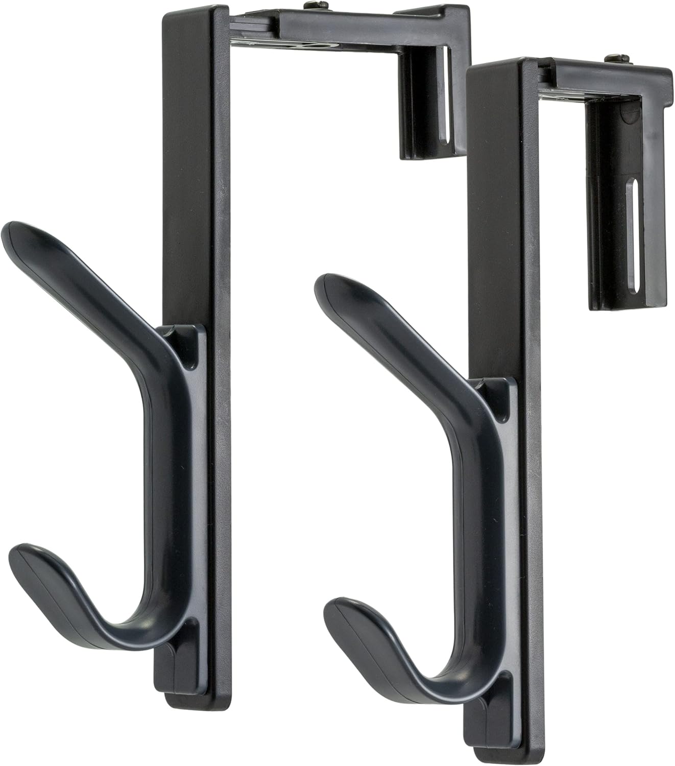 Double Coat Hooks for Cubicle Panels, Adjustable, Comes in 2 Pack (22009) Black - Image 1