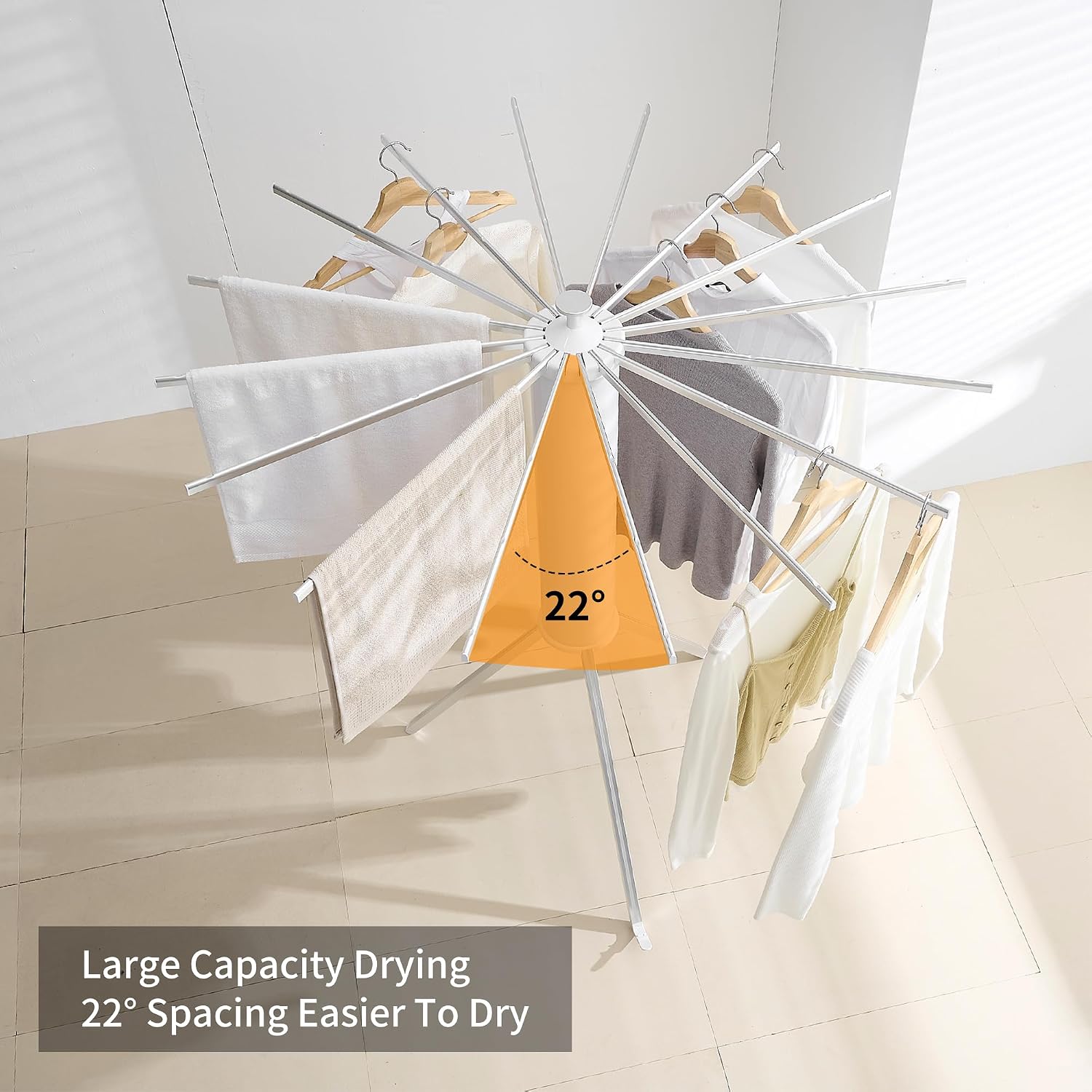 Sixteen-Arm Folding Clothes Drying Stand - Image 4