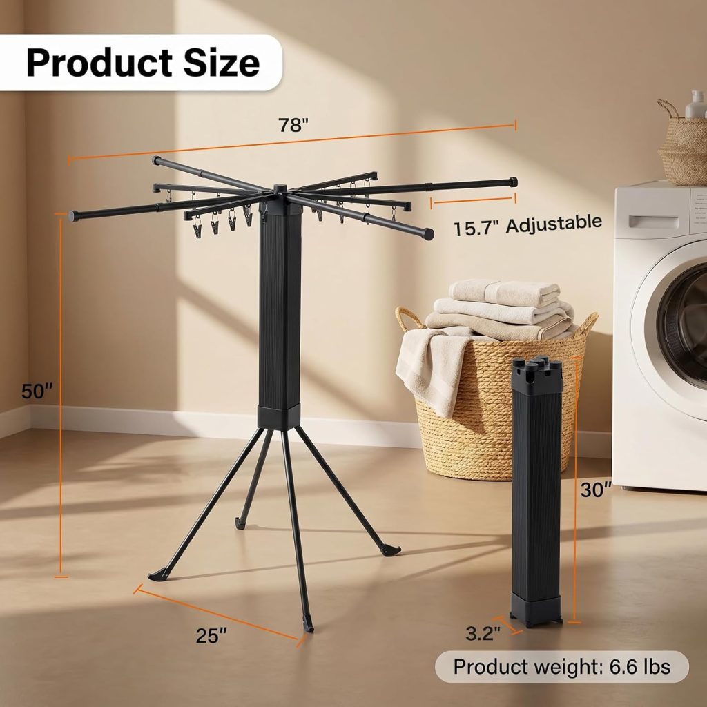 Sixteen-Clip Foldable Portable Clothes Drying Rack