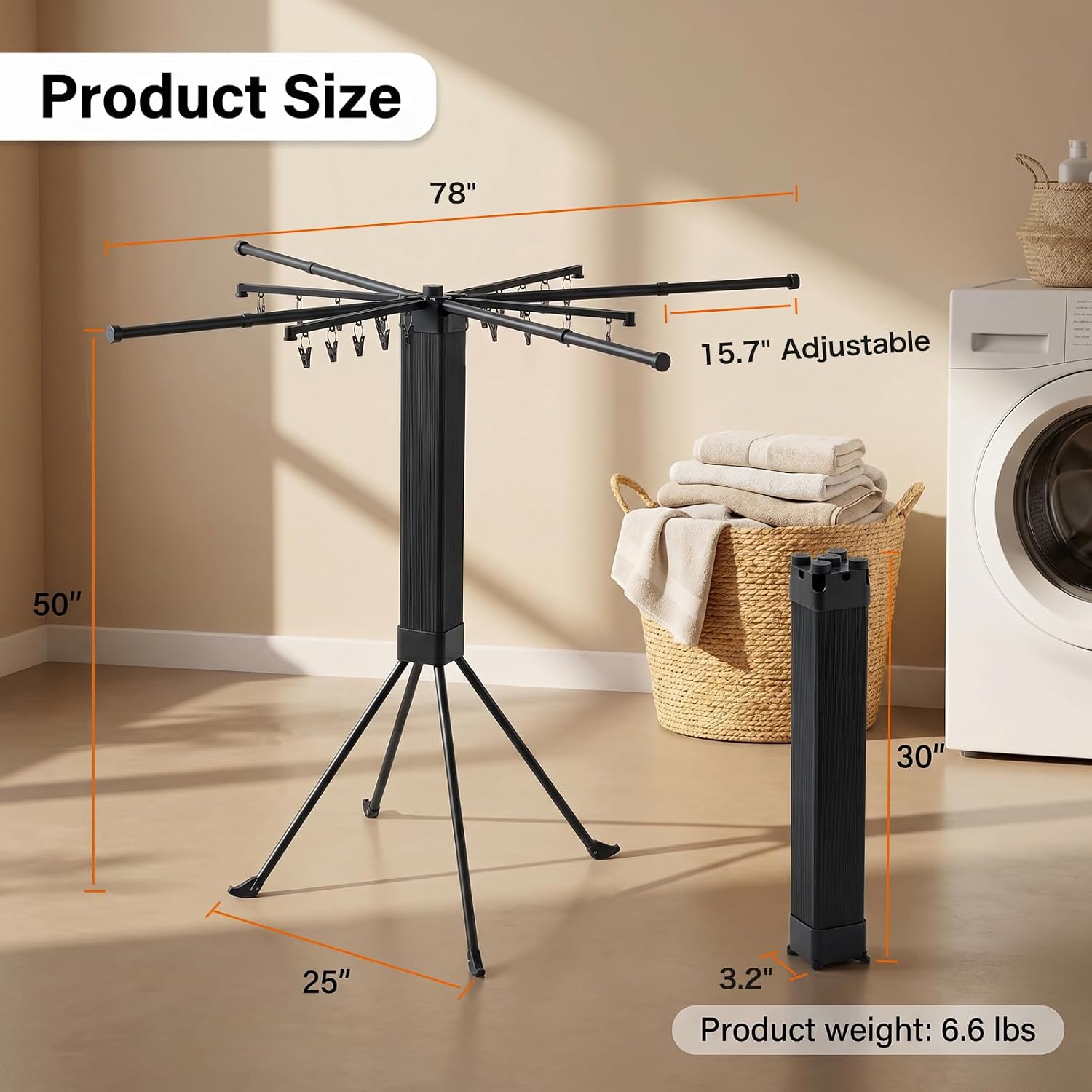Sixteen-Clip Foldable Portable Clothes Drying Rack - Image 2