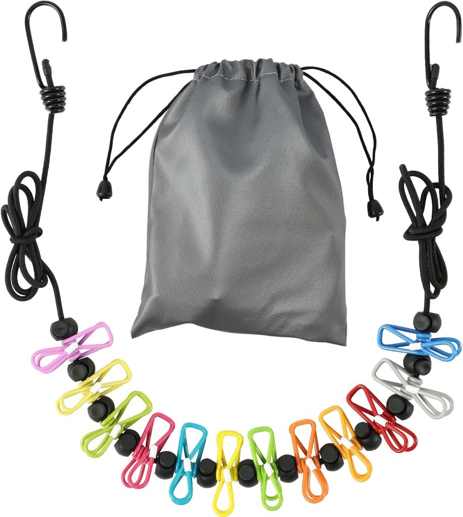 Portable Travel Clothesline with 12 Clips