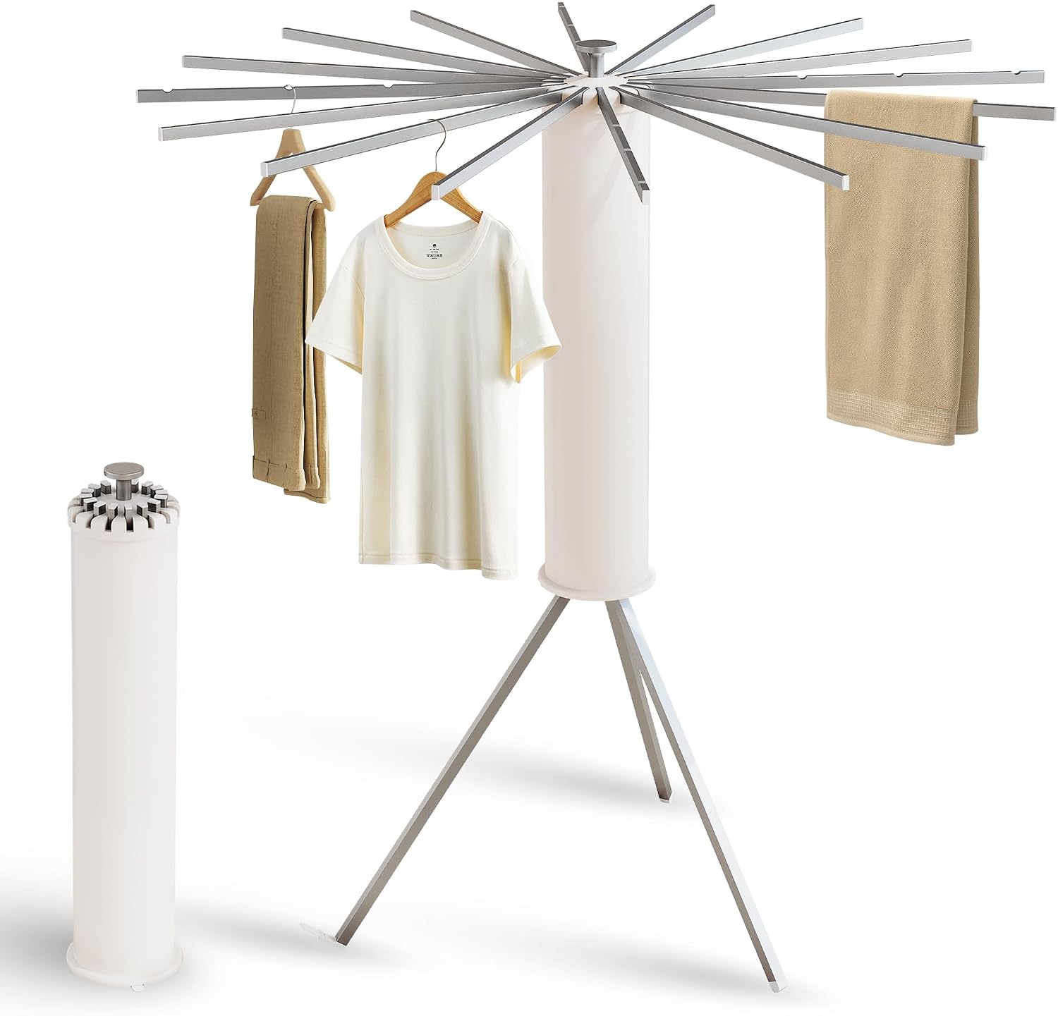 Sixteen-Arm Floor-Standing Clothes Drying Rack - Image 1