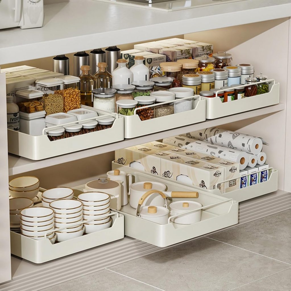 Pull Out Cabinet Organizer Kitchen Storage Organizer, Slide Out Cabinet Drawer Organizer, Heavy Duty Kitchen Cabinet Organizers and Storage, Multifunction Pull Out Drawers for Kitchen Cabinet Pantry