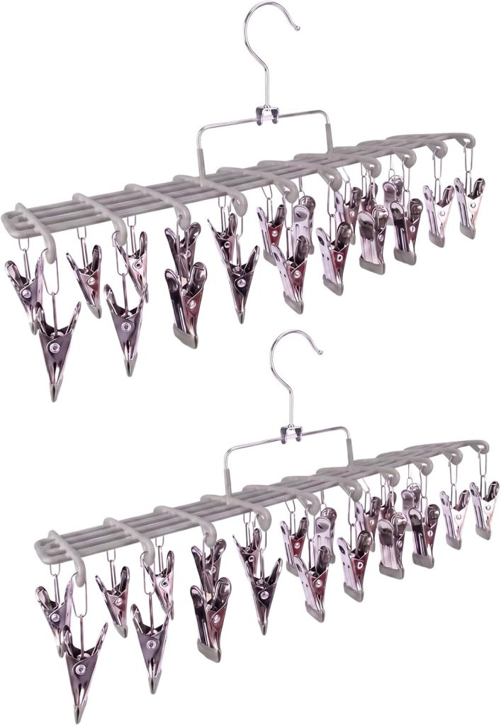 Two-Pack Clothes Drying Hangers with 20 Clips