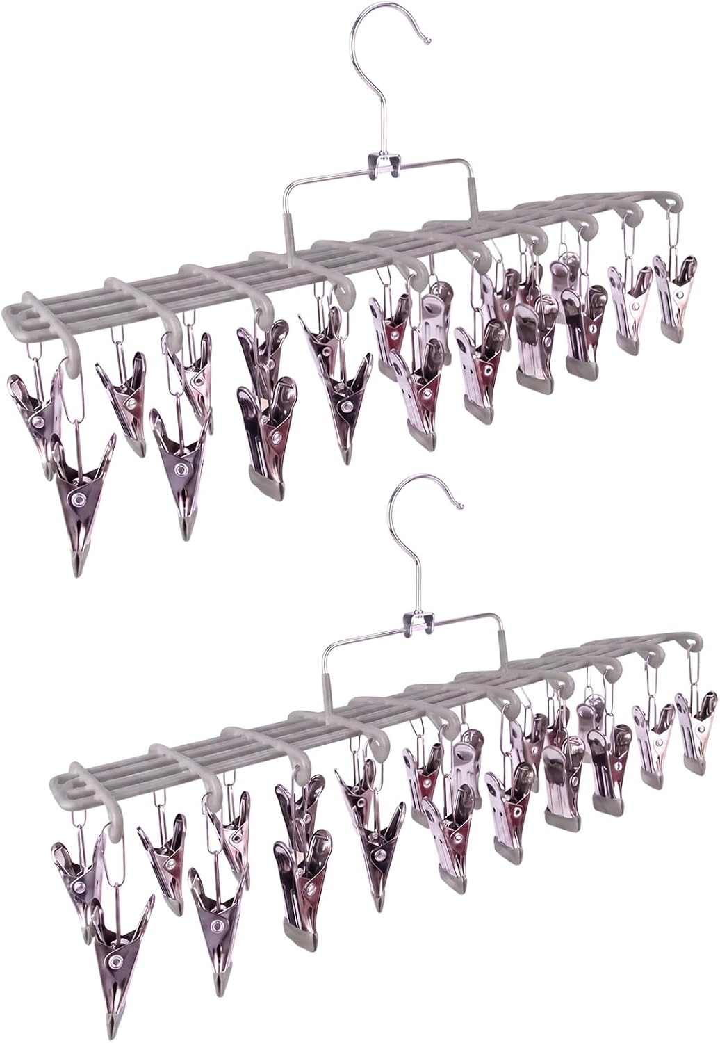 Two-Pack Clothes Drying Hangers with 20 Clips - Image 1