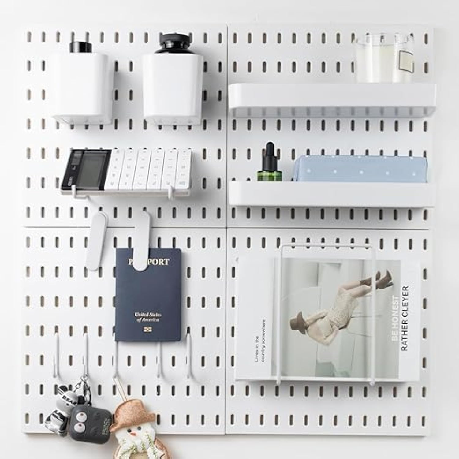 Combination Wall Organizer Kit 11" x 11" - 4 Pack Panel Set with 21 Essential Accessories, Sturdy Wall Mount Display Board for Home, Kitchen, Garage, Workshop, Office, Bathroom & Entryway - Image 1