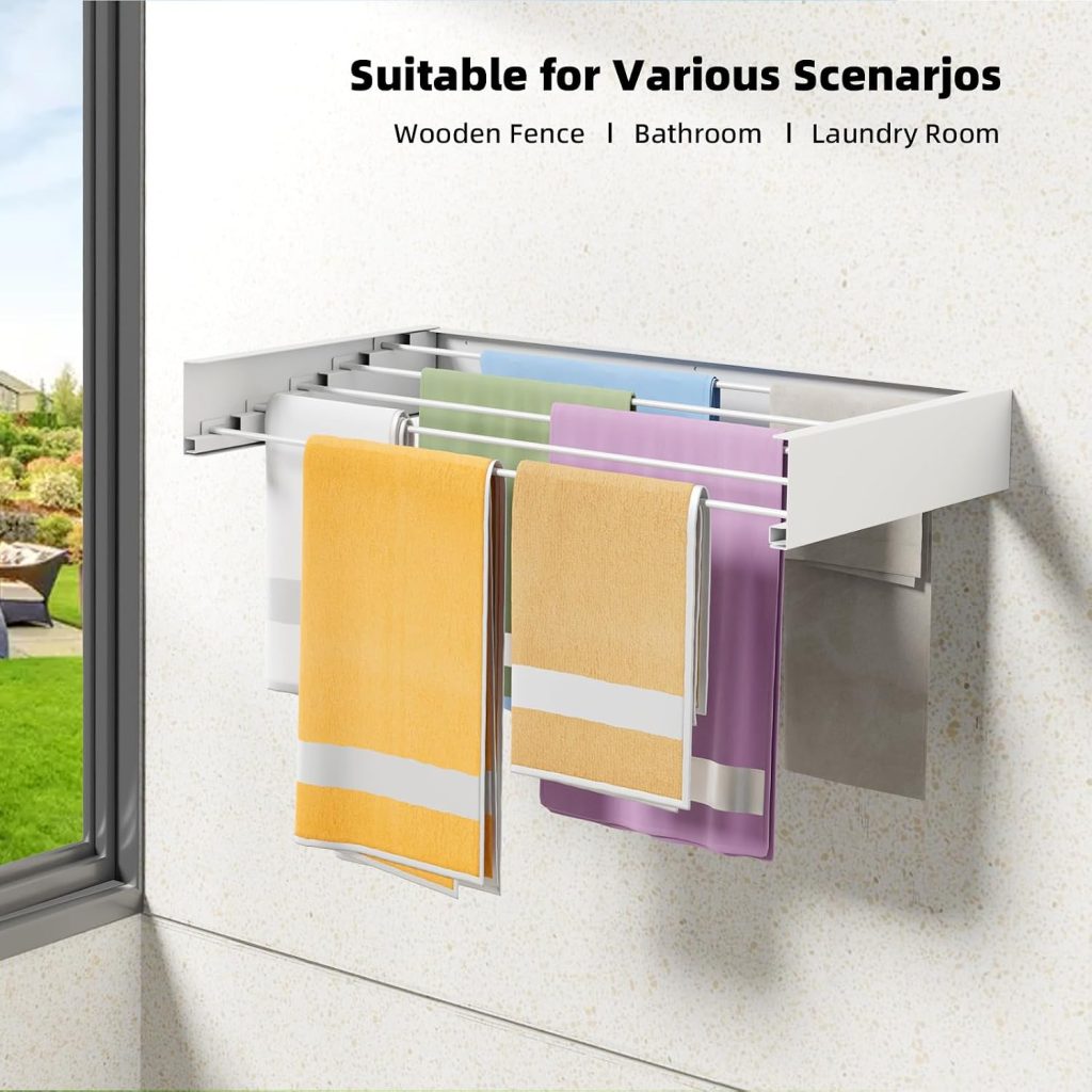 Wall-Mounted Collapsible Clothes Drying Rack, 31.5 in