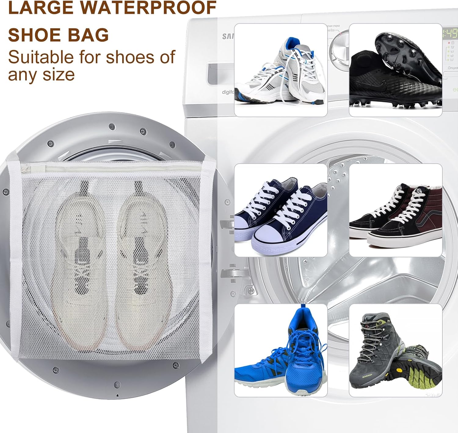 Two-Pack Mesh Shoe Drying Bags for Washer and Dryer - Image 5
