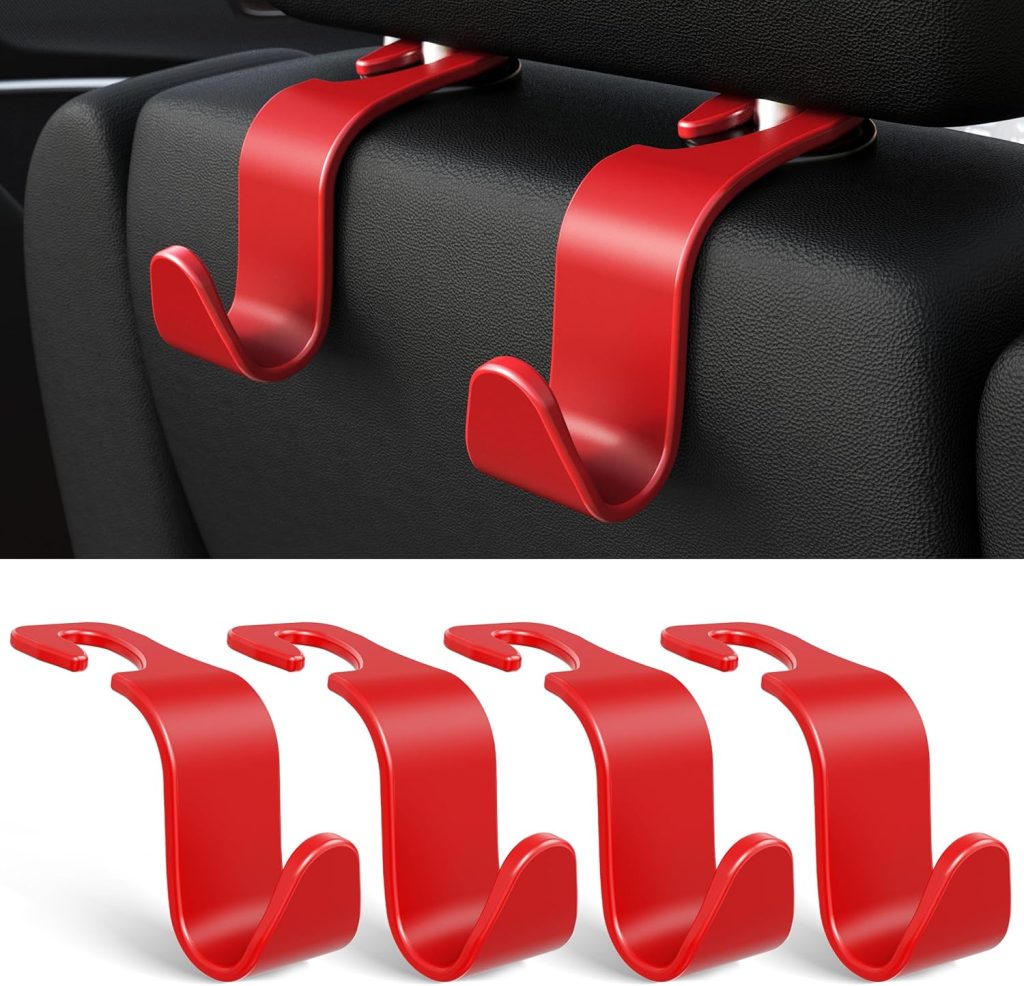 Car Seat Headrest Hook 4 Pack Hanger Storage Organizer Universal for Handbag Purse Coat fit Universal Vehicle Car Black S Type