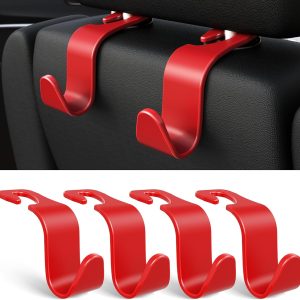 Car Seat Headrest Hook 4 Pack Hanger Storage Organizer Universal for Handbag Purse Coat fit Universal Vehicle Car Black S Type - Image 8